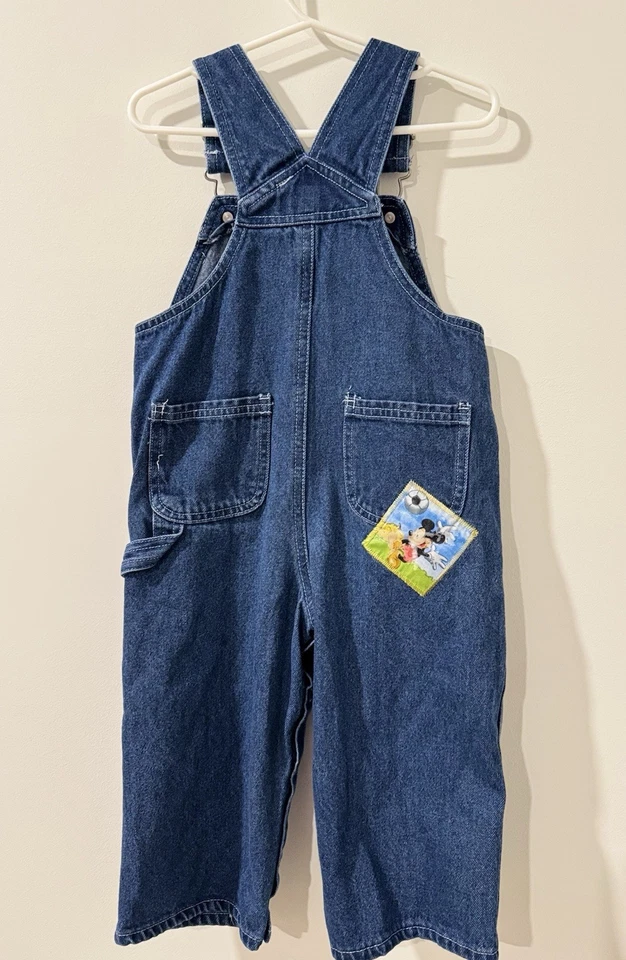 Mono vaquero azul de fútbol vintage Y2K Disney Mickey Mouse 24 meses bebé Foto 2 de 3