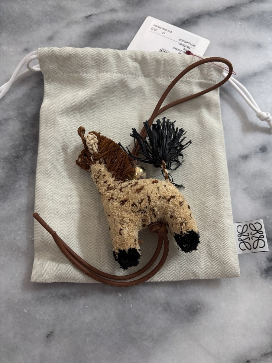 100% Authentic Loewe x Paula's Ibiza Giraffe Bag Charm in Raffia