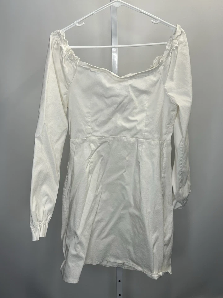 Vestido midi Bardot branco feminino MISSGUIDED fora do ombro, tamanho 10.  3S - Imagem 2 de 4