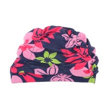Elasticity Flower Pattern Swim Cap 5.91"x9.25" Navy Blue Red 1 Pc