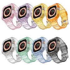 For Apple Watch Ultra 2 49mm iWatch Clear TPU Sport Band Strap Rugged Case