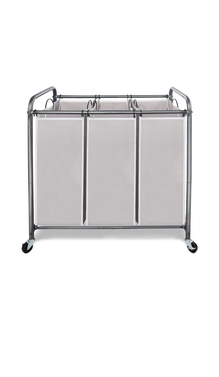 STORAGE ANIAC Clasificador de ropa sucia de 3 secciones, carrito de 3