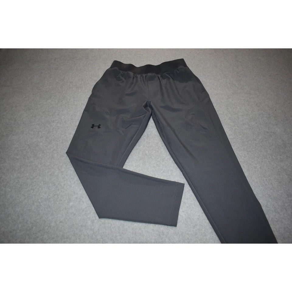 Pantalones de chándal Under Armour para gimnasio para hombre talla grande ajustados cónicos rendimiento gris Foto 2 de 4