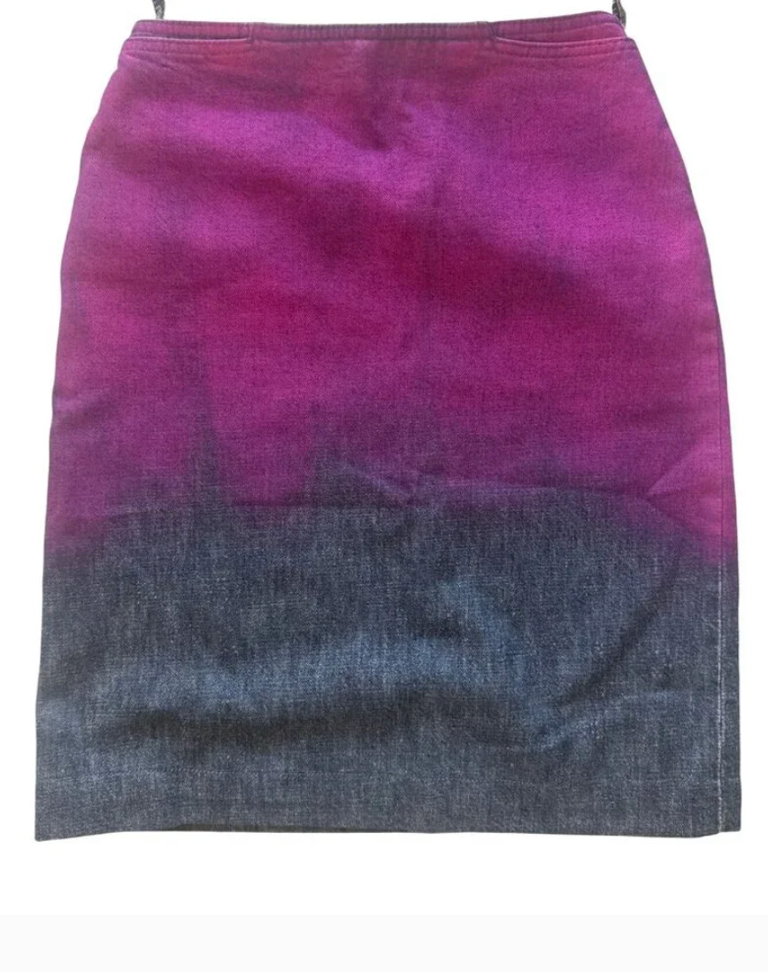 Fendi Womens Ombre Purple & Black Denim Pencil Skirt Size s