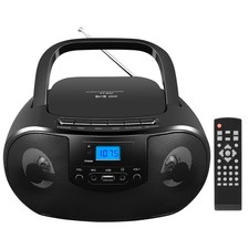 Portable CD Player Boombox with FM Radio, Top Loading CD Stereo Boom Box for ...