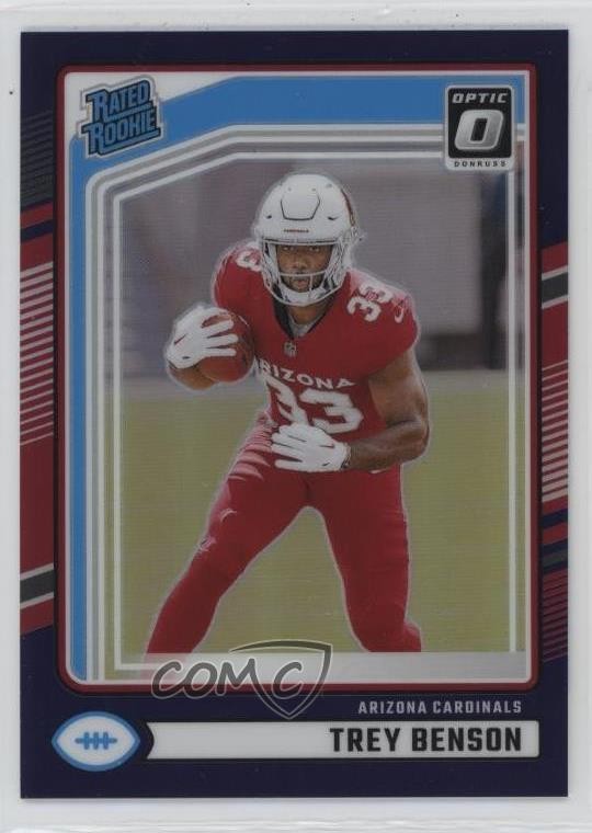 2024 Donruss Rated Optic Preview Purple Prizm 21/50 Trey Benson Rookie RC 7fj