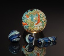 Coral Reef Marble Set  4-Piece Handblown Glass Collection  Borosilicate Ocean
