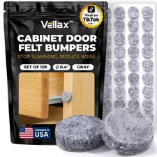 128 Grey Self-Adhesive Cabinet Door Felt Bumpers   Sound Dampening Pads