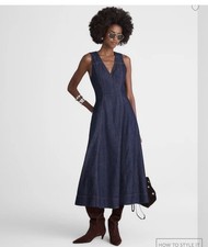 MADEWELL SIZE 4 V-Neck Circle DENIM Midi Dress NW314