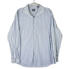 Kenneth Cole Reaction Mens Slim Fit Striped Dress Shirt Blue White 16.5 34-35