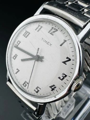 Working Vintage 1970’s Mens Mercury Timex White Dial 16050 Mechanical Watch L2