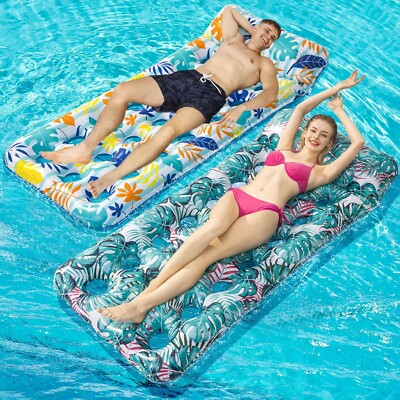 #ad 2 Pack Inflatable Pool Float Mat Giant Pool Floats Adult Size with Headrest