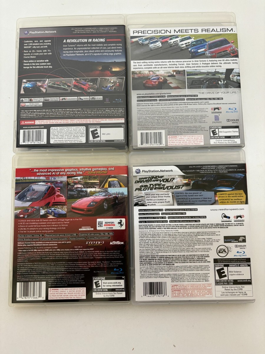 PS3 Gran Turismo 5, Prologue, Ferrari Challenge, NFS Shift, Sony