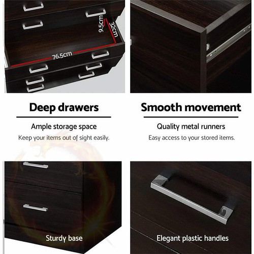 Artiss Tallboy 6 Drawers Storage Cabinet - Walnut - Picture 6 of 8