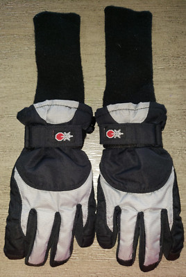 small boys BLACK WINTER GLOVES VERY LONG KNIT CUFFS AGES 4/6? ADJUSTABLE CUFFS