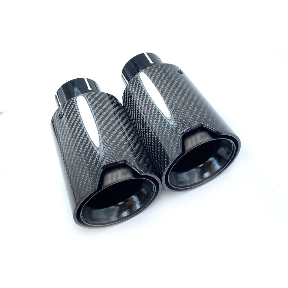 2pcs Inlet63mm Glossy Black Carbon Fiber Exhaust Tip Fit For M Performance Pipes - Bild 2 von 4