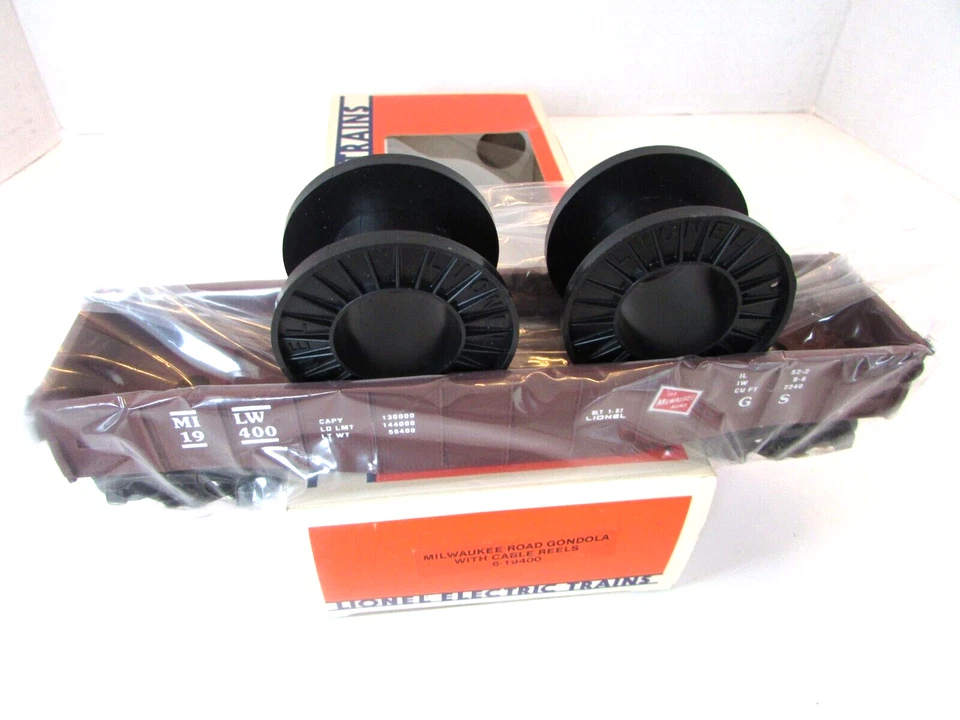 Lionel 6-19400 Milwaukee Road Gondola with Cable Reels 1987 Excellent Boxed H1E - Image 2 of 2