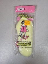 Vintage Fuzzie Wuzzies Brushed Orlon Booties Yellow Socks Kids Size 7-8 1/2