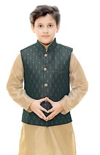 Boys Jacquard ONLY Waistcoat Koti Party Wear Wasket Vest Kurta Not Included 052