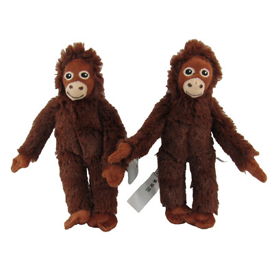 2 - Ikea 8'' Djungelskog Mini Monkey Orangutan Plush Stuffed Brown Animal Toy