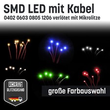 5-100St SMD LED 0402 0603 0805 1206 30cm Mikrolitze verlötet Modell Miniatur