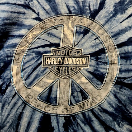 Harley Davidson Vintage Single Stitch Tye Dye Hippy Shirt Blue USA Made Size XL - Picture 3 of 9