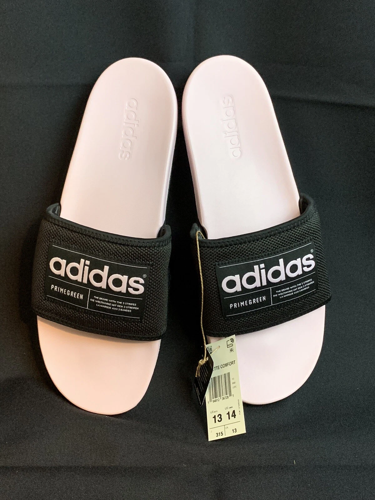 Sandali unisex Adidas Adilette Comfort FZ1700 Sandali Slides Nero Rosa M 13 W 14 NUOVI!