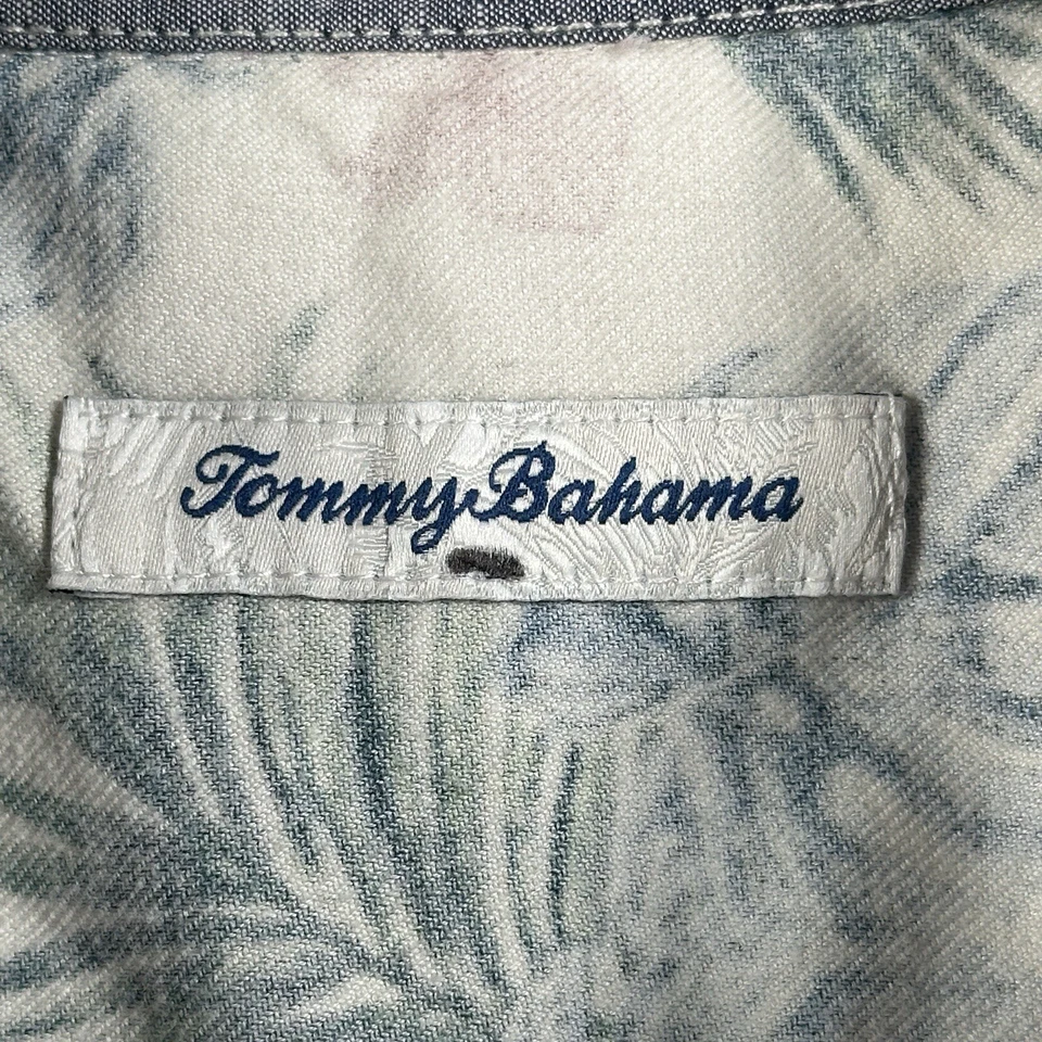 Camisa Tommy Bahama Hojas de Palma Manga Larga Para Hombre L Reverso Hawaiano Tropical Foto 3 de 4