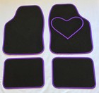BLACK CAR MATS WITH PURPLE HEART HEEL PAD FOR FORD CAPRI ESCORT FIESTA 