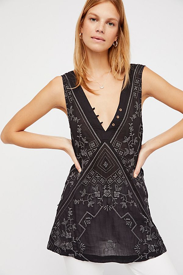 Shii♡　0916 NWT FREE PEOPLE SzXS SWEETEST EMBROIDERED SHIFTY SLEEVELESS MINI