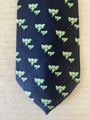 Eastern Oriental Express Men's Necktie Tie Silk Satin Elephant Face Made England
