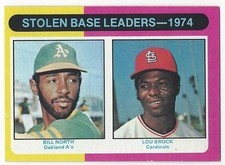 1975 TOPPS BASEBALL #309 STOLEN BASE LEADERS (BROCK) - EX-/EX