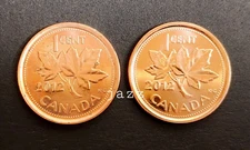SET 2012 Canada RCM Logo MAGNETIC & NON MAG. Penny 1 One Cent Canadian Coin UNC