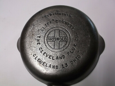 Vintage Griswold #3 Skillet Complements Cliff Cornell The Cleveland Flux Co. HTF