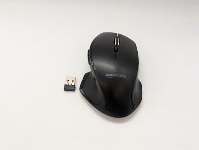 Amazon Basics Wireless Maus 2,4 GHz USB Dongle Ergonomisch Schwarz GP9-BK C