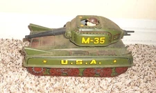 Vintage Cragstan Tin Friction M-35 Military Usa Japan Tank Litho Toy As Is