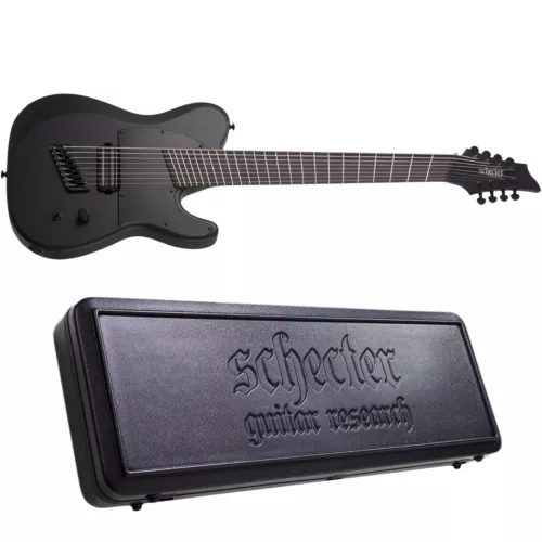 Schecter PT-8 MS Black Ops 8-String Guitar Satin Black Open Pore + Case NEW