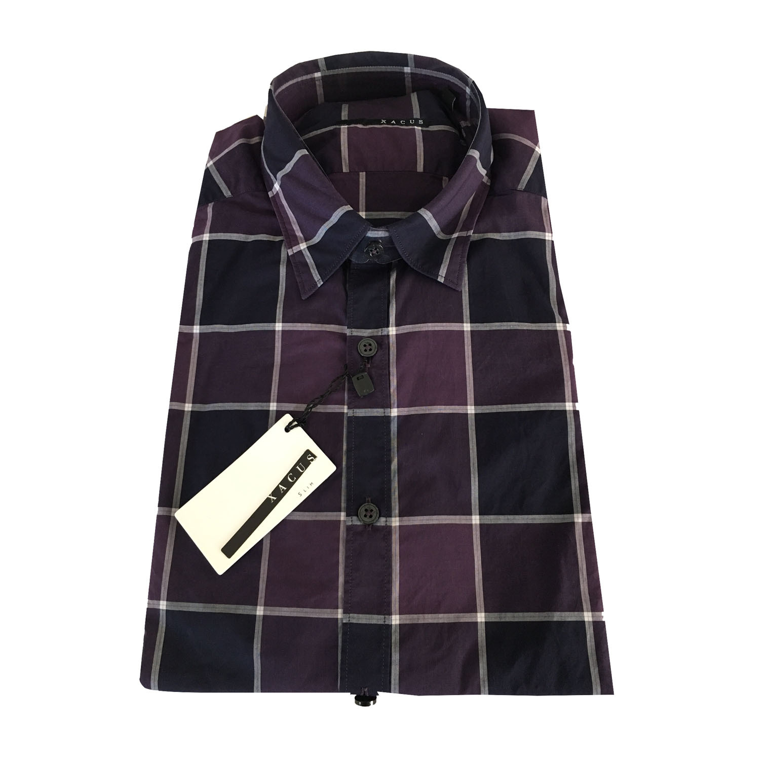 Облегающие леггинсы XACUS camicia uomo quadri blu/ viola из 100% хлопка для преддверия.