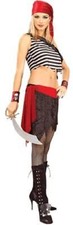 Pirate Wench Caribbean Captain Buccaneer Fancy Dress Up Halloween Adult Costume