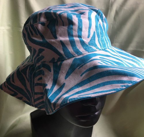 The Childrens Place est 1989 Turquoise Zebra Print Girls Sun Hat Size 4/6-New - Picture 2 of 4