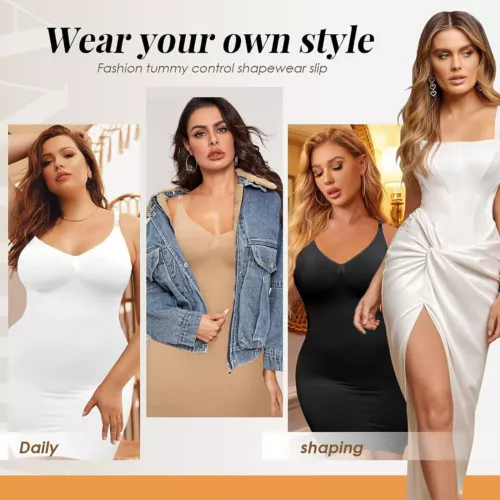 Firm Full body Shaper V-Neck Tank Slip Dress Slimming Underwear Tummy Control - Picture 11 of 35