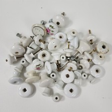 45 Vintage White Porcelain Ceramic Drawer Knob Pulls