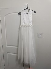 Joy Kid Girls Size 13/14 White Flower Girl/Communion Dress