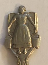 Vintage Souvenir Spoon Collectible Maiden Carrying Water Buckets