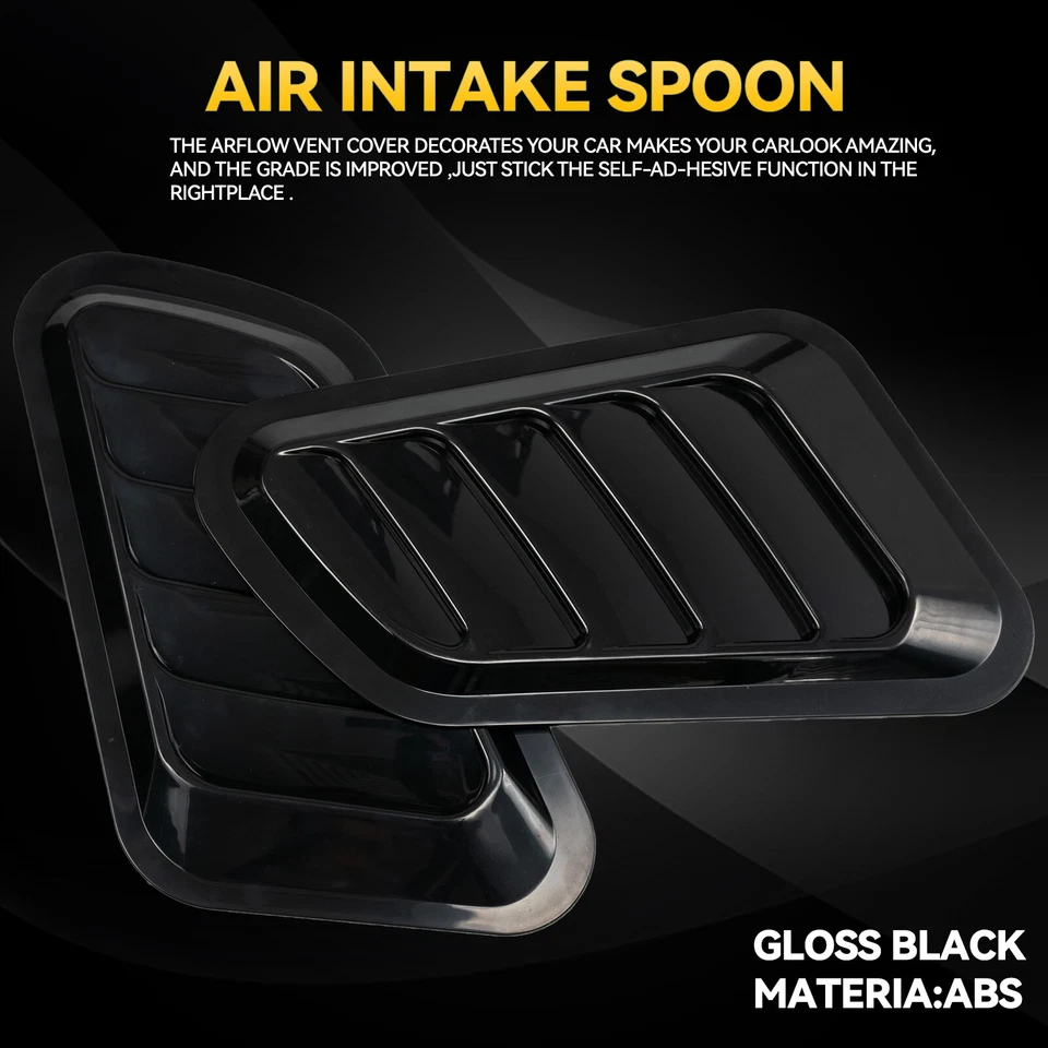 Universal Black Car Decorative Air Flow Intake Hood Scoop Vent Bonnet Cover - Image 3 of 4