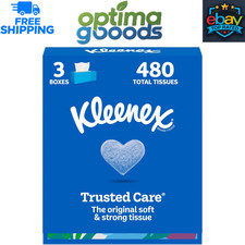 Kleenex Trusted Care Facial Tissues, 3 Flat Boxes, 160 Tissues per Box, 2-Ply