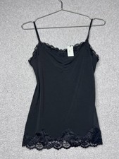 Y2k Camisole Lace Trim Top S Black Lace Boho Fairy Grunge Whimsigoth Festival