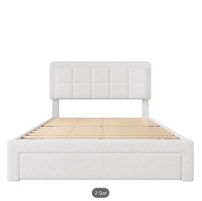 Bed Frame with Teddy Velvet Cover, Adjustable Headboard, 140/160 X 200cm, Ideal