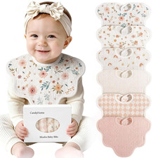 Muslin Bibs for Baby Girl Boy, 6 Pack Cotton Baby Bibs for Newborn Toddler 100