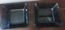 ANCHOR HOCKING RIO COASTAL BLUE SET OF 2 TURQUOISE AQUA BLUE SQUARE BOWLS 6 1/2"